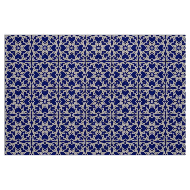 Elegant blå och vit blommig mönster tyg (Fat Quarter)