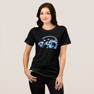 Elegant Blå och vit Blommigt "Grattisar T Shirt