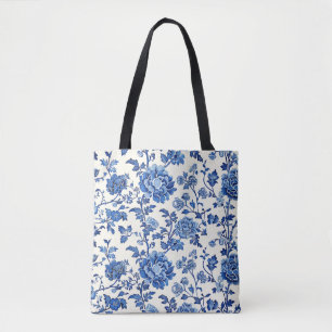 Elegant, blå och vit Blommigt, verktygslåda Tygkasse