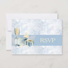 Elegant blå och vit champagne bröllop RSVP OSA Kort