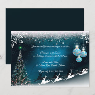 Elegant Blå och vit juldesign Party Inbjudningar