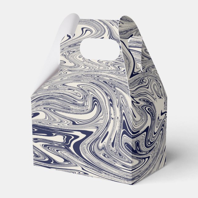 Elegant blå och vit marmorswirl presentaskar (Framsidan Sidan)
