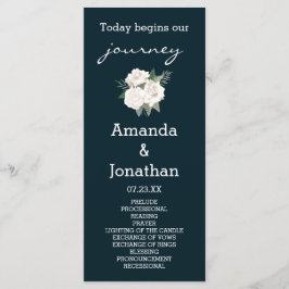 Elegant blå och vit ros bröllop program