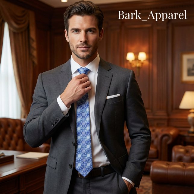 Elegant blå och vit vintersnöflingemönster present slips (Skapare uppladdad)