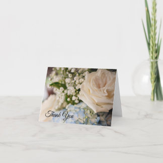 Elegant Blå och Vita Tacksamhetskort Bröllop Tack Kort