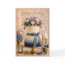Elegant blå ombré blomfödelselsedagstårta