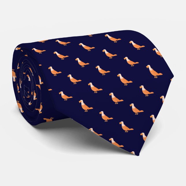 Elegant Blå Orange Eagle Sömlös Mönster Slips (Rullad)