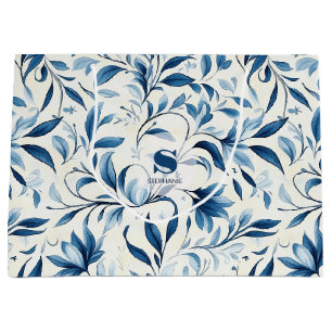 Elegant blå paisleyblad - vit bakgrund