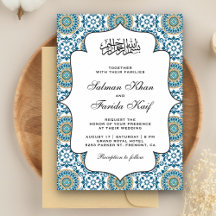 Elegant blå persisk mosaik islamisk muslimsk bröll