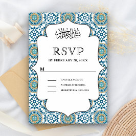 Elegant blå persisk mosaik islamisk muslimsk bröll OSA kort