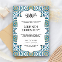 Elegant blå persisk mosaik islamisk muslimsk mehnd