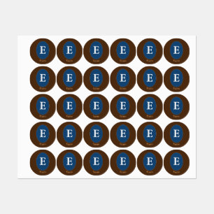 Elegant blå personlig monogram fyrkantig dekal