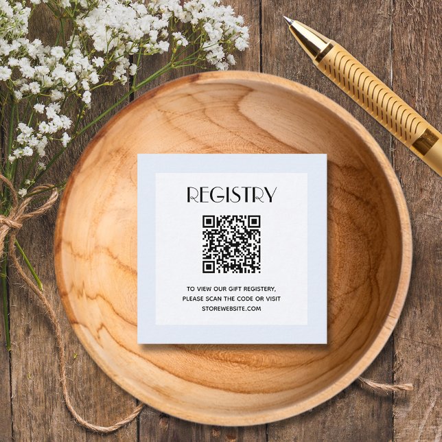 Elegant Blå Pojke Babyfirande Presentregister QR-k Tilläggskort (Blue boy baby shower registry QR code 2.5" square enclosure cards)