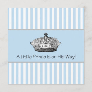 Elegant blå prins baby boy shower inbjudningar