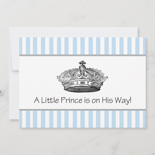 Elegant blå prins babyboy baby shower inbjudningar (Framsida)