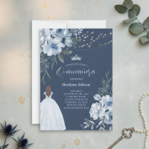 Elegant blå prinsessa Quinceañera