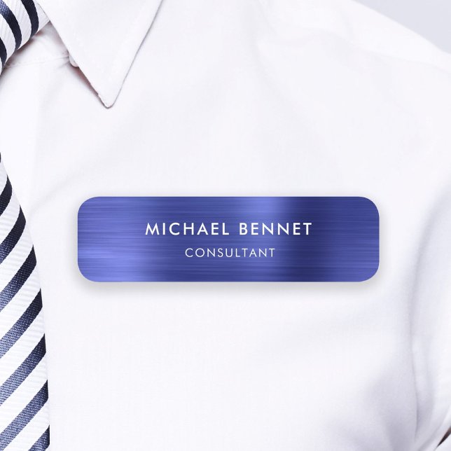 Elegant - Blå Professionell - företag Namnbricka (Elegant Navy Blue Professional Business Name Tag)