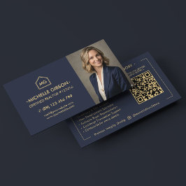 Elegant Blå Professionell Marknadsföringsfoto Real Visitkort
