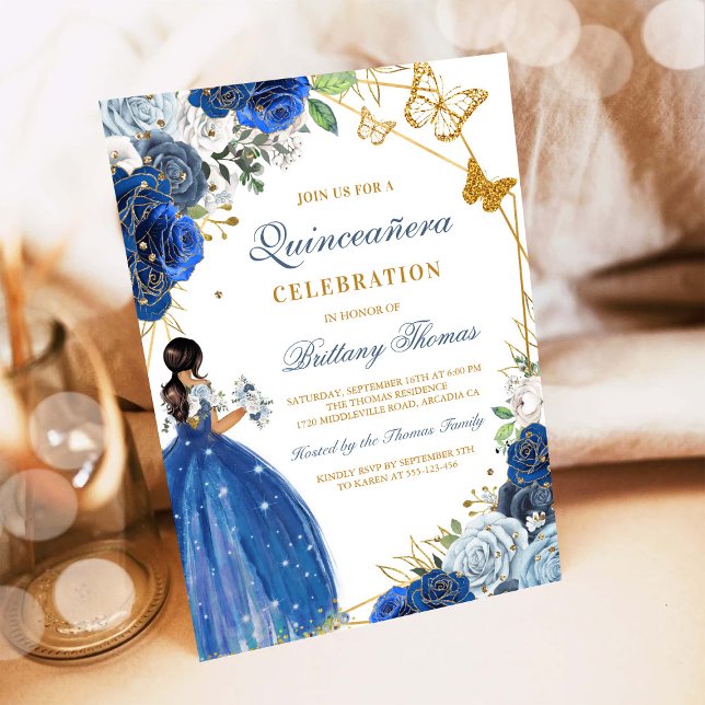 Elegant Blå Quinceañera-inbjudan Inbjudningar (Skapare uppladdad)