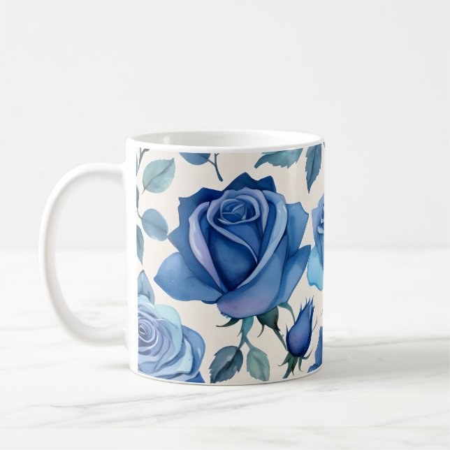 Elegant blå ro mönster kaffemugg (Vänster)