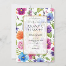 Elegant Blå & Röda Blommor Bröllopsdusch 