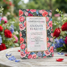 Elegant blå & röda blommor Bröllopsdusch