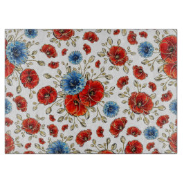 Elegant Blå, Röda och Guld ihågkommande poppies