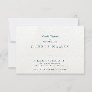 Elegant Blå Romantiskt Klassisk QR KOD Bröllop OSA Kort