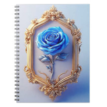 Elegant blå ros visad i utsmyckad guldram