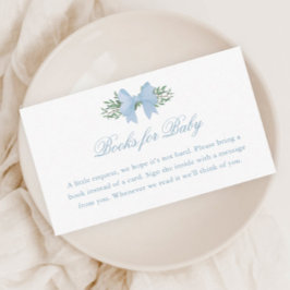 Elegant blå rosett Baby Shower Böcker för bebisar Tilläggskort