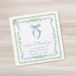 Elegant blå rosett bröllopsdusch tack gåvor etiketter