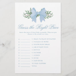 Elegant blå rosett Gissa priset Baby Shower-spel