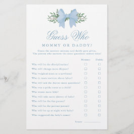 Elegant blå rosett Gissa vem baby shower-spel