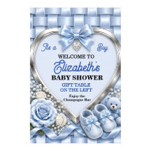 Elegant blå rosett pojke baby shower