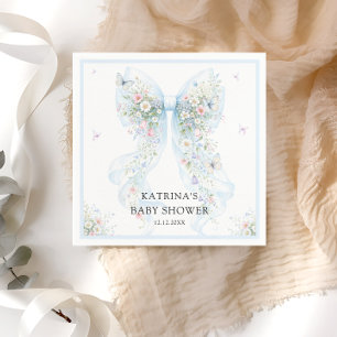Elegant blå rosett vildblomma baby shower pappersservett