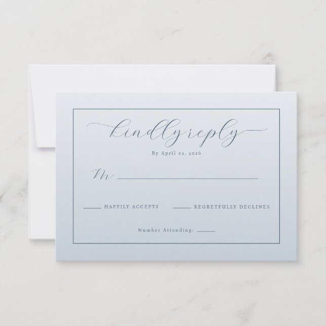 Elegant Blå RSVP-kort OSA Kort (Framsida)