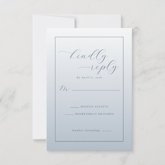 Elegant Blå RSVP-kort OSA Kort (Framsida)