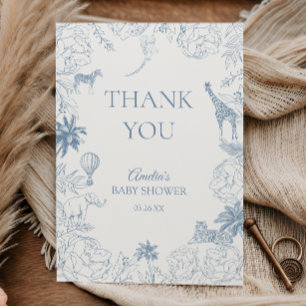 Elegant Blå Safari Djur i Djungeln Baby Shower Tack Kort