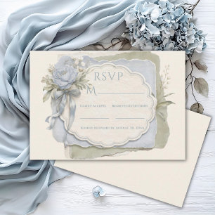 Elegant Blå Salvia Blommig Vintage Bröllop OSA Kort