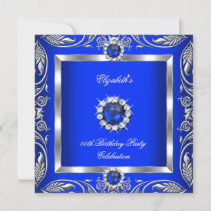 Elegant Blå Silver Blommig Pärl Smycke Födelsedag Inbjudningar