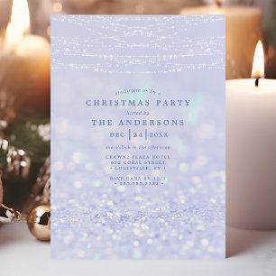 Elegant blå silver glitter snö julfest inbjudningar