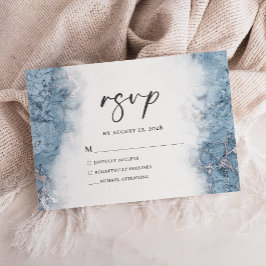 Elegant blå silvermarmor RSVP OSA Kort