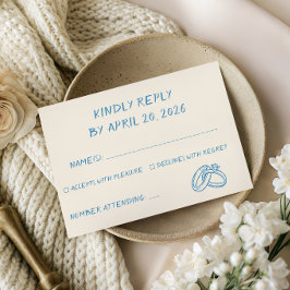 Elegant blå skript typografi minimalistisk bröllop OSA kort