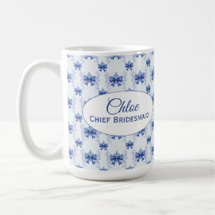 Elegant Blå Slinga Bröllopsfest Kaffemugg