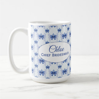 Elegant Blå Slinga Bröllopsfest Kaffemugg