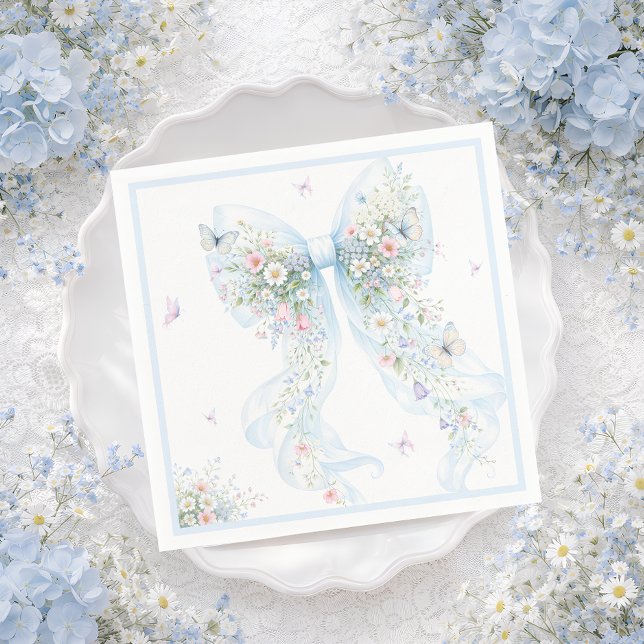Elegant blå slinga fjäril baby shower pappersservett (Skapare uppladdad)
