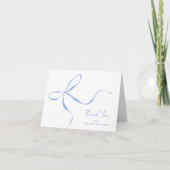 Elegant blå slinga Personligt namn vikt Tack Kort (Framsida)