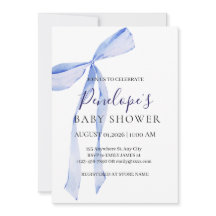 Elegant Blå Slinga Pojke Baby Shower Inbjudan