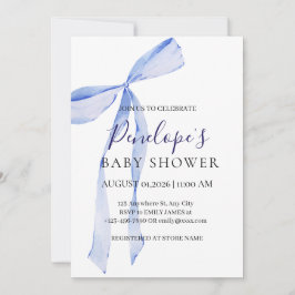 Elegant Blå Slinga Pojke Baby Shower Inbjudan