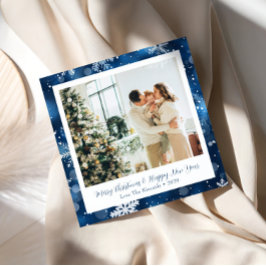 Elegant blå snöflinga fyrkantig julkort